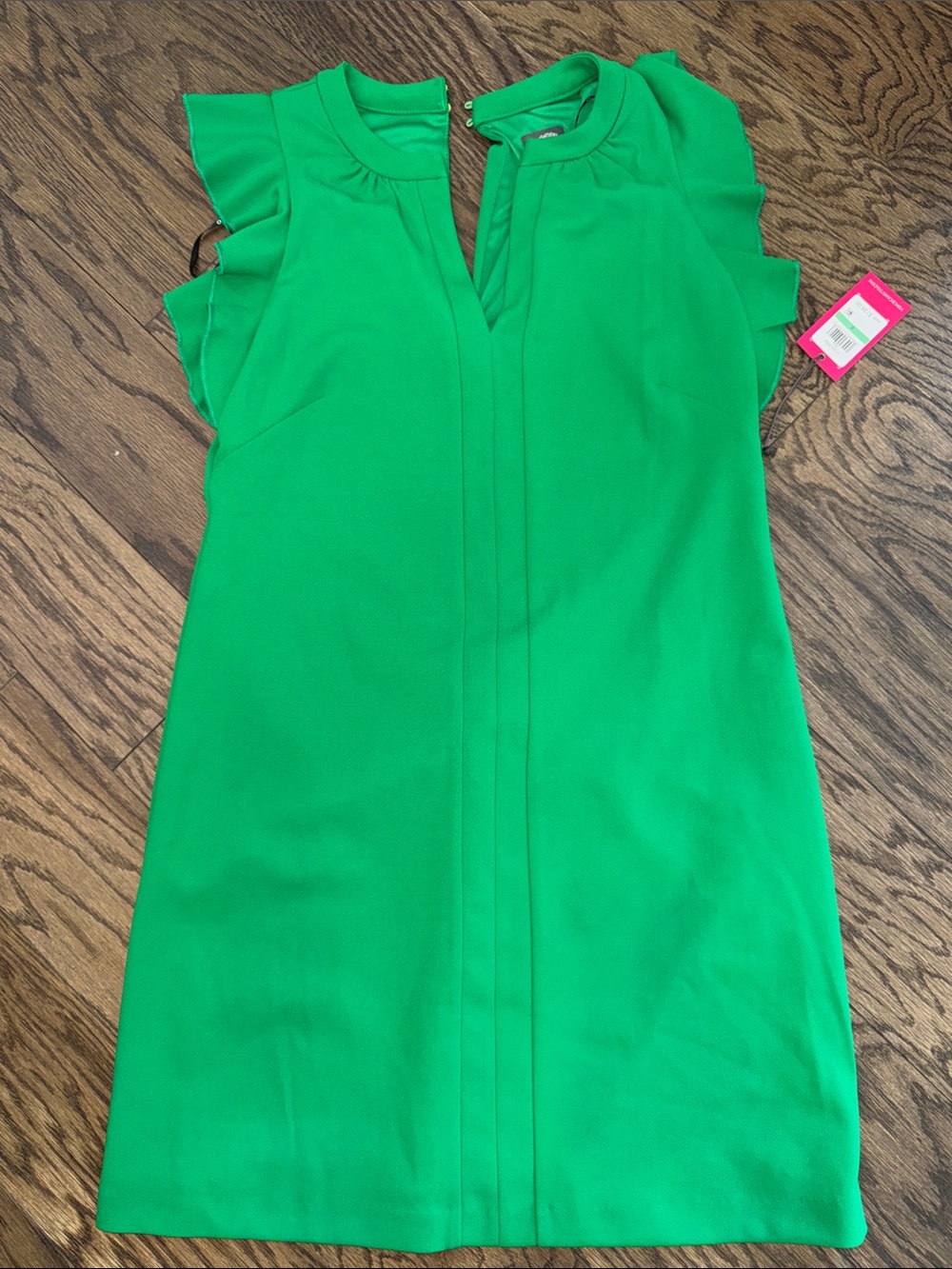 Vince Camuto Emerald Green Ruffle-Sleeve Sheath Dress -NEW WITH TAGS